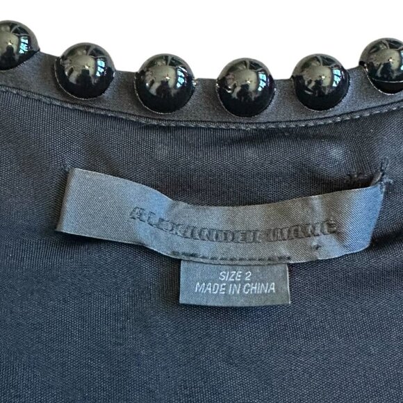 Alexander Wang Black Long Sleeve Blouse Shirt Top Bead Ball Trim Stretch Size 2 - Picture 6 of 11